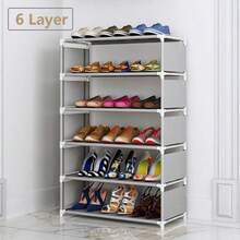 4-7 Tier Metal Tube Shoe Rack, Multi-Functional Shoe Organizer, Easy Assembly Shoe Rack Suitable For Hallway, Bedroom, Entryway, Living Room, Home Organization And Storage, Shoe Rack - Grey - View 7
