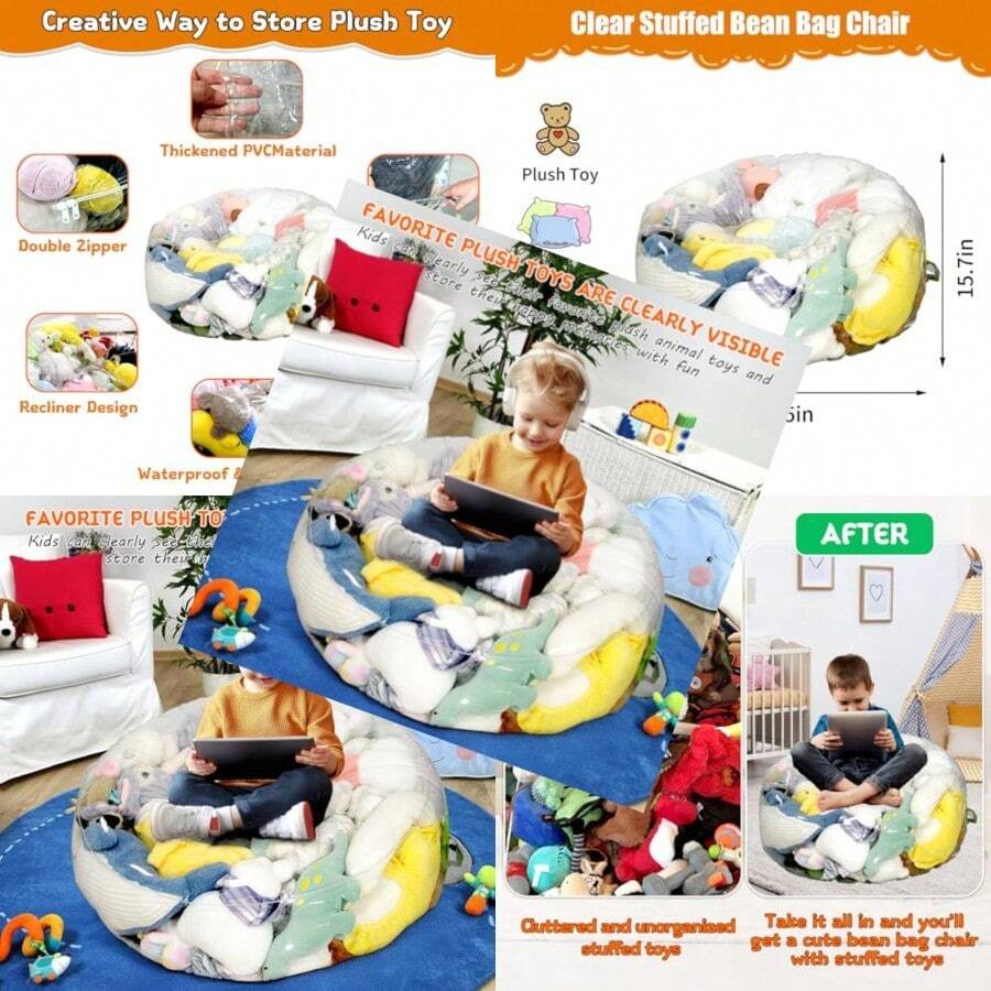 Funda transparente para silla puf de acenamiento de animales de peluche para nios funda extragrande impermeable para silla puf con cierre silla puf de PVC para nios acenamiento yDecoración de cuarto, Muebles, Herramientas para hombre, Muebles para cuarto - [AUTOMÓVIL CLUB BRITÁNICO - Ver 1