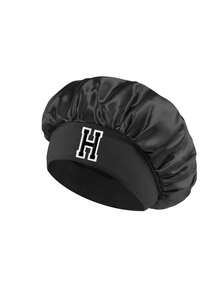 1 Pc 26 Letter A-Z Hair Bonnet Men Women Layer Satin Sleeping Caps Night Caps Hair Care Hats For Curly And Straigt Hair - Black - View 9