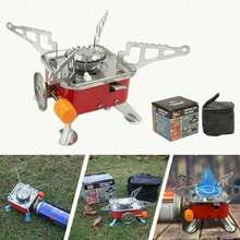 Mini Estufa De Camping Plegable Portátil De Acero Inoxidable - Rojo - Ver 2