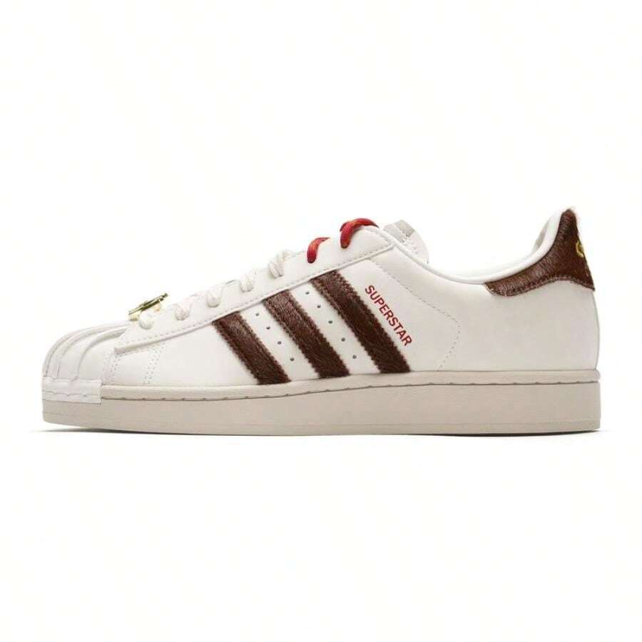Adidas Unisex SUPERSTAR II Skateboard Shoes, Lightweight Comfortable Casual Low-Top Sneakers KJ6293 - White/Soft Brown/Alumina Brown - View 1