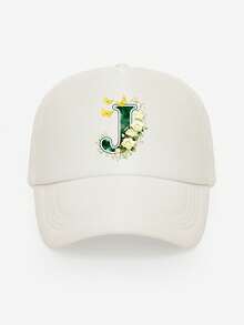 1pc Unisex Butterfly & Flower Letter Print Breathable Mesh Cap, Choose From 26 Letters, Fashionable Lightweight Sun Protection Hat For Spring/Summer Outdoor Daily Use, Suitable As Gift - White - View 20