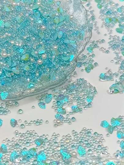 30克/1.05盎司海洋系列环氧树脂填料，亮泽贝壳泡沫仿制品，适用于模具制作、装饰、手工材料、奶油滴饰配件、美甲、工艺品、家居装饰、创意DIY，彩虹光泽效果，树脂液体模具填料，手工用品，装饰点缀，高光泽度，手工爱好者的理想之选。