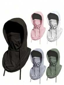 1pc Solid Color Ice Silk Summer Outdoor Cycling Balaclava, Thin Breathable Sun Protection Face Mask, Full Face Cover Neck Gaiter, Versatile Soft Comfortable Headwear, Fashionable Multifunctional Headcover For Sun, Wind, Dust Protection - A - View 1