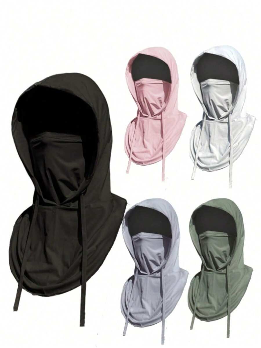 1pc Solid Color Ice Silk Summer Outdoor Cycling Balaclava, Thin Breathable Sun Protection Face Mask, Full Face Cover Neck Gaiter, Versatile Soft Comfortable Headwear, Fashionable Multifunctional Headcover For Sun, Wind, Dust Protection - A - View 1