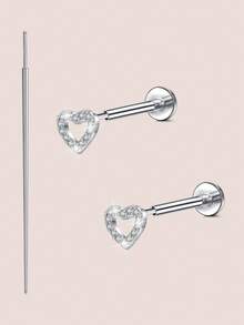 CIZME 20G 2 piezas Pendientes de botón con parte posterior plana con taper de acero inoxidable plateado y dorado, sin rosca, para perforación de nariz, anillos, corazón, estrella, mariposa, pendientes colgantes con CZ para tragus, cartílago, hélix, concha, labio, fosa nasal, Medusa, joyería de perforación para mujer y hombre - Dorado y plateado - Ver 17