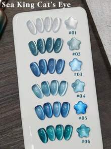 Miss Leia 6支装 15ml 春夏美甲海洋水晶玻璃珠猫眼凝胶指甲油 新款流行美白蓝猫眼美甲凝胶 UV LED固化 新手美甲 半永久可浸泡 适合美甲沙龙套装 美容院 家居 度假 海滩 女士礼物 DIY美甲用品设计 - 淺藍色 - 查看 2