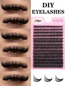 280pcs Eyelash Extension Kit, D Curl - Handmade Eyelash Extension Faux Mink Lashes - Premium D Curl Natural Curly Individual Lash Set - DIY Eyelash Extension - Reusable, Lightweight, Easy To Use, Lash Clusters, Single Lashes, False Eyelashes - View 2