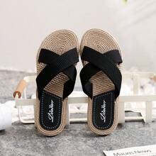 Teens' Criss-Cross Decor Flat Shoes, Warm & Comfortable Slip-On, Casual Solid Color Shoes - Black - View 1