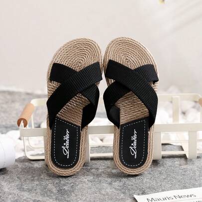 Teens' Criss-Cross Decor Flat Shoes, Warm & Comfortable Slip-On, Casual Solid Color Shoes