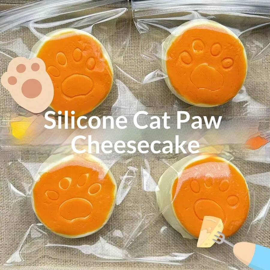 1个2026新款硅胶猫爪挤压玩具，芝士蛋糕纹理减压玩具，慢回弹捏捏乐，生日、节日、情侣、圣诞节、游戏玩家的理想礼物