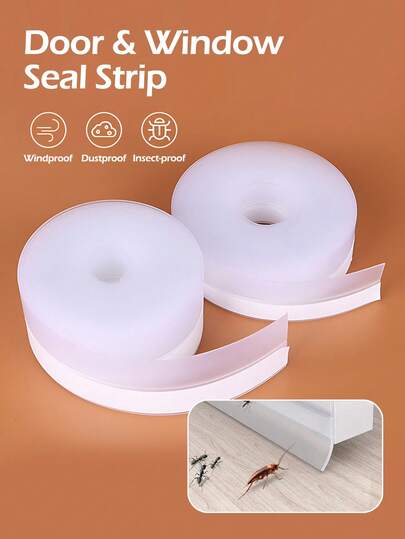 1pc Self-Adhesive Weather Stripping Seal Strip, 2.5cm(0.98Inch) Wide X 5M(16.4Ft) Long, Windproof Dustproof Weatherproof Draft Stopper, Gap Sealing Tape With Sound & Heat Insulation For Door & Window Frame Gaps