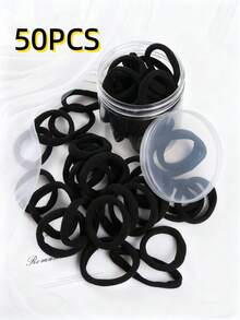 50pcs/20pcs Women High Elasticity Hair Ties, Daily Ponytail Hair Ties, Seamless Hair Ties, Suitable For Casual Wear Hair Rubber Bands Scrunchies Hair Rope Beauty Home Hair Accessories - Black and White - View 10
