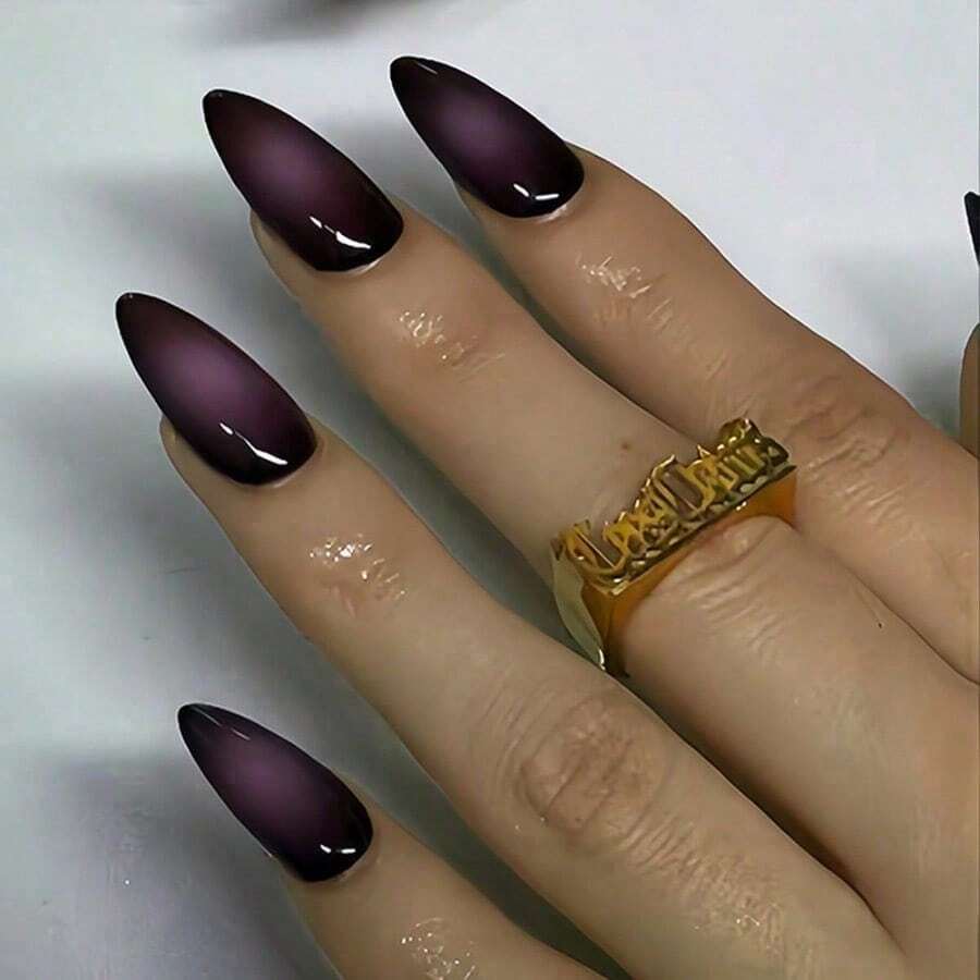 A Box Of 24 Pieces, Wearing Nail Advanced Purple Smudge Ins Wind Fake Nail Patch - Purple - View 1