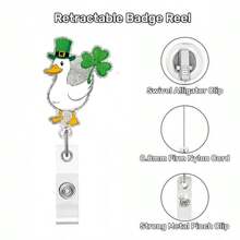 Easter Badge Reels With Alligator Clip Funny ID Badge Holders Cute Bunny Badge Reel Designs Retractable Bow Shape Easter Badge Holder For Nursing Medical Students Nurse Name Accessories For Work - 聖派翠克 982 - 查看 3