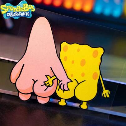  1 miếng dán xe hình hoạt hình SpongeBob Squarepants đang véo mông, có thể tùy chỉnh, sáng tạo, phù hợp cho xe đạp điện, decal dán cửa kính xe hơi; Miếng dán xe SpongeBob, Patrick Star đang véo mông, vui nhộn, phù hợp cho xe máy điện, trang trí kính xe hơi.
