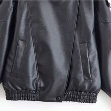 2025 European And American Retro Motorcycle Style Leather Jacket With Stand Up Collar And Jacket - Black - View 6
