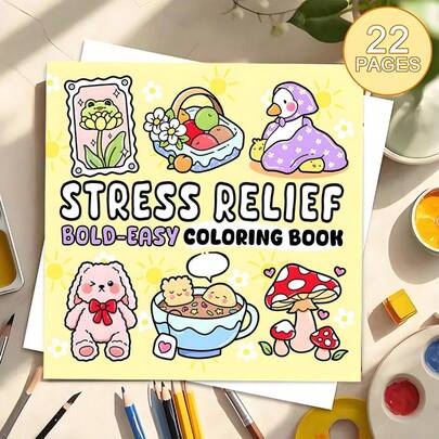 Stress Relief: A Cozy Kawaii Coloring Journey,(22-Page Thick Paper Upgraded Version) A Coloring Book Specially Designed For Women, With Bright Colors, Stress-Relieving, Suitable For Markers, For Teenagers, Featuring Fantasy And Eerie Elements. Ideal For Valentine's Day, Birthdays And Other Festivals. It's A Great Gift For Halloween, Back-To-School, For Adults, Christmas, For Art And Craft Supplies, DIY Leisure, And Doodling.