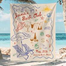 1PC Custom Beach Club Bachelorette Tapestry Coastal Themed Bachelorette Banner Miami Bach Club Bridal Party Shower Beach Bachelorette Decor, 5 Sizes Available - trắng - Xem 1