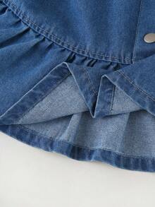 Tween Girls' Casual Vacation Street Fashion Sweet Loose Waist Vintage Washed Blue Denim A-Line Skirt, New Arrival - Medium Wash - View 7