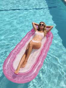 1 pieza Flotador inflable para piscina, diseño de onda, unicolor transparente minimalista, adecuado para piscina, fiesta en la piscina, flotadores inflables acuáticos, dispositivo flotante inflable, fiesta en la playa, actividades en la playa, material de PVC duradero, portátil, requiere compra por separado de una bomba de aire - Sillón reclinable con diseño de ondas - Ver 2