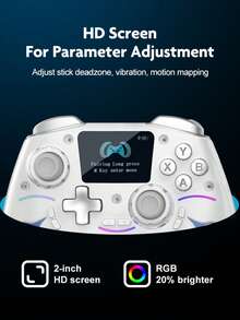 TOPWOLF Wireless Game Controller Compatible With PC/Switch, With LED Screen, L2R2 Hall Sensor, 3D Joystick Game Pad - View 4