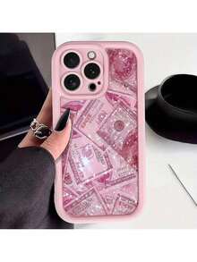 1pc Glitter Pink Dollar Bill Pattern Phone Case Suitable For Apple  16111213141515 Pro15 Plus15 Promax7plus8plusXXs MaxXr11pro12pro13pro14pro11promax12promax13promax14promax14plus66s6plus78s16Pro16plus16promax - 1pc - 查看 2