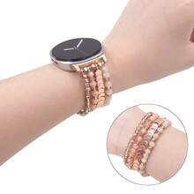 1pc Elastic Beaded Arrow Strap Compatible With Samsung Watch 8 - Rose Gold - View 5
