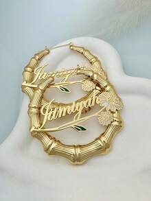 Personalized Birthflower Name Hoop Earrings: Gold Floral Jewelry, Birthday Gifts, Gift Box Included, As A Daily Gift, Valentine's Day - 7cm - Gold - View 7