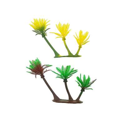 1件逼真三脚椰子树装饰品，创意花卉场景水族箱微缩摆件，景观立体模型