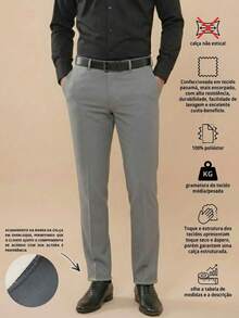 pthirillo Men's Tailored Slim Fit Executive Dress Pants, Smart Casual Style, Oxford Polyester Fabric, Classic Formal, Lightweight And Refined - 淺灰色 - 查看 4