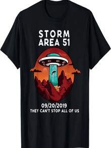 Storm Area 51 Funny Alien T-Shirt Men WomenAliens Colonial T-Shirt - 黑色 - 查看 1