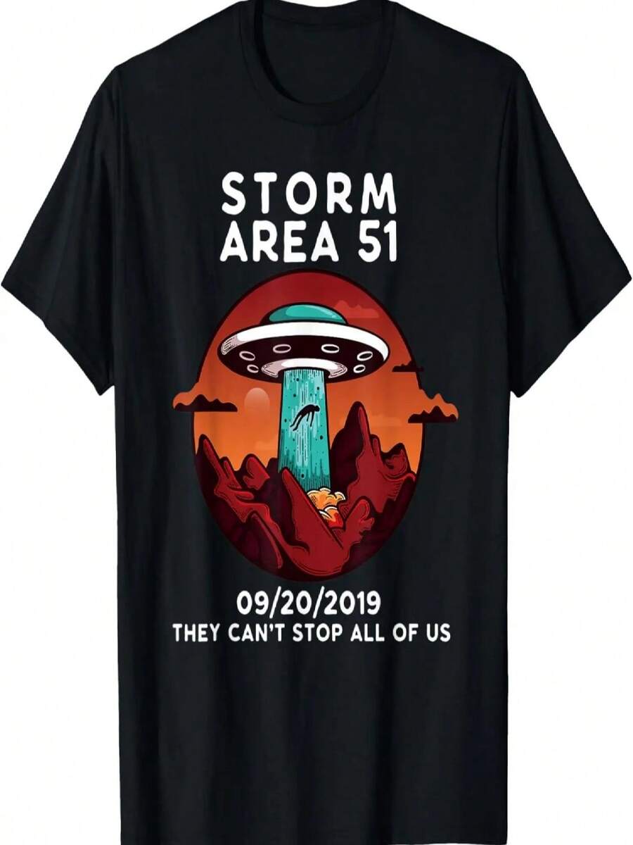 Storm Area 51 Funny Alien T-Shirt Men WomenAliens Colonial T-Shirt - 黑色 - 查看 1
