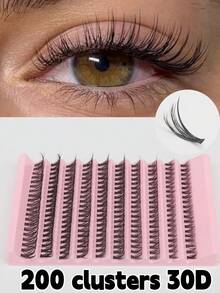 200pcs 30D Faux Mink Lash Extension Kit - Soft & Natural Look, D Curl, 10-16mm Mixed Length, Reusable Self-Adhesive Lashes Suitable For Beginners, Daily, Party, Date, Wedding. Great Holiday Gift - View 9