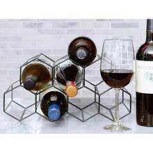 U Chef Soporte para Botellas de Vino, Estante de Vino Moderno de Metal, Almacenamiento de Botellas de Vino, Organizador de Botellas de Vino para 9 Botellas. - Ver 4