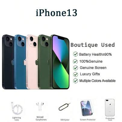  二手蘋果手機 A+95新Apple iPhone 13 128GB 256GB 日常多任務/拍攝愛好者/學生黨優選，適用學習娛樂、高清攝影、流暢辦公