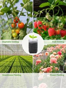 100 PCS Nursery Bags, 5.5"X6.3" Non-Woven Fabric Seedling Bags For Home Garden Supply, Tree, Flower, Vegetable, Nursery Pots Container Plants Pouch - White - View 7