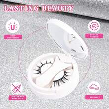 1 Pair Manga Style Magnetic False Eyelashes Kit With Professional Applicator Tweezers Resuable Glue-Free Manga Fake Eyelashes Natural Long Fluffy Faux Mnk Soft Hair Light Eye Makeup Tool 4-14mm - Black - View 8