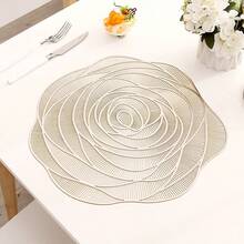 2/4pcs Rose Flower Placemats, Coasters, Heat-Resistant PVC Tableware Mats, European Style Washable Insulation Pads For Kitchen, Dining Room, Cafe, Party, Wedding, Christmas, Valentine's Day, Thanksgiving - Multicolor - View 10