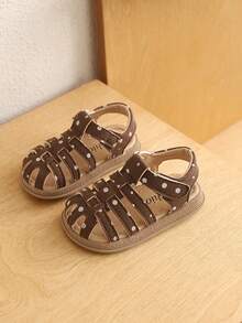 A Pair Of PU Baby Boy Sandals With Hook And Loop Design, Popular And Fashionable Beach Roman Girl Sandals, Suitable For Summer. - Coffee Brown - View 2