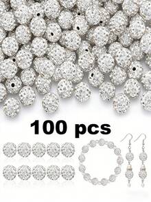 50/100/200颗 10毫米闪亮迪斯科球珠 - 闪亮黄色塑料珠，反光表面，适用于珠宝制作、DIY工艺品、项链和耳环配件、珠宝制作珠子、耳环组件、手工珠子 - 彩色 - 查看 15