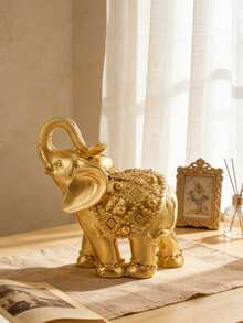 这款饰有闪亮水钻的奢华树脂大象雕塑，优雅的白色大象摆件，适合现代家居装饰，完美点缀客厅茶几、卧室床头柜、办公桌和玄关边桌，精致的桌面摆件，可提升波西米亚风、极简主义或奢华风格的室内设计，也是理想的乔迁礼物和婚礼中心装饰品。 - 彩色 - 查看 1