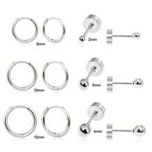 6 pares de juegos de pendientes de acero inoxidable para múltiples perforaciones, pendientes de aro pequeños y ligeros, pendientes de bola plana CZ para cartílago, hélice, lóbulo, accesorios hipoalergénicos para bikini de playa y vacaciones, accesorios para vestidos de novia, joyas versátiles perfectas para usar mientras nadas, te bañas, haces ejercicio, excelentes para regalos de San Valentín, cumpleaños, Día de la Madre y sorpresas de vacaciones. - Multicolor - Ver 13