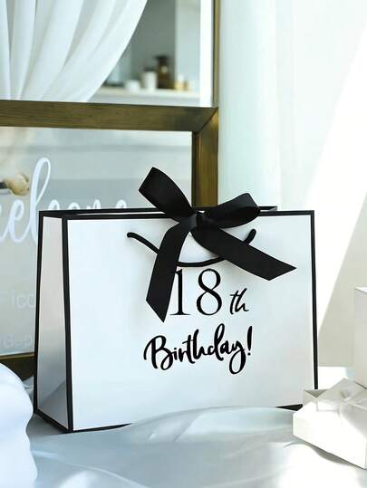 1pc 18th Birthday Gift Bag - Elegant Birthday Party Gift Bag, T-Type Seal, Lightweight Foldable Shopping Bag, Suitable For Gifting To Ladies, Moms, Grandmas, Girlfriends, Boyfriends, Husbands, Wives, Partners - Birthday Party Decor, Gift Packaging - Black & White Birthday Decor, Birthday Gifts, Celebration Accessories, Decorative Ribbons, Sturdy Structure, Event Planning, Fashionable Packaging, Durable Material, Women Gift
