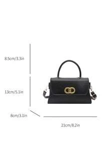 Borsa quadrata piccola in pelle PU con decorazione in metallo, borsa a tracolla moderna e versatile, nuova borsa a spalla e a tracolla da donna - Multicolore - Visualizzare 7
