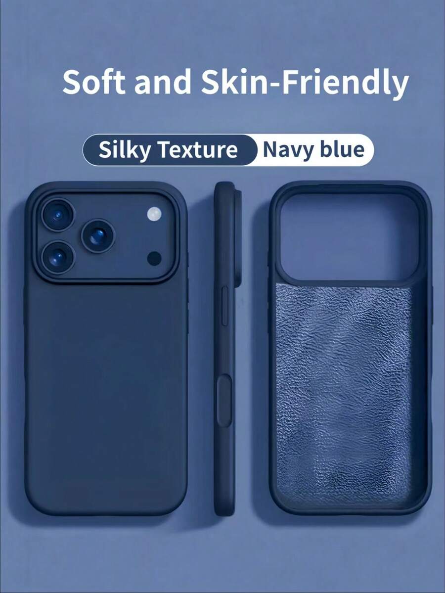 New Luxury Shock-Resistant Soft Case, Deep Blue Series, Compatible With IPhone 17/16/15 Pro/14 Plus/13/12/11/17 Pro Max/Air, Anti-Fall Smooth, Anti-Shock Design, Fashion Minimalist, Skin-Friendly Material. - Navy Blue - View 1
