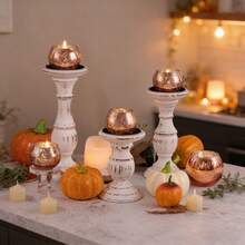 6/12 Pcs Spherical Candle Cup Mercury Glass Votive Candle Holders Tealight Holders For Wedding Table Centerpieces Home Decor Party Supplies - 6Pcs Orange - View 3
