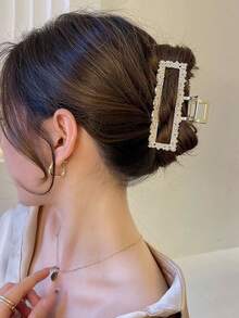 1pc Women's Niche Temperament Pearl Hair Clip Metal Hair Claw Hair Clip Fashionable And Versatile Headband Hair Accessories - Multicolor - View 4