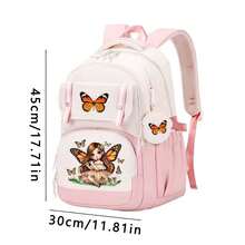 蝴蝶女孩可爱设计轻便帆布背包，时尚校园学生书包，符合人体工学设计的旅行背包，返校单肩包，大容量多层铅笔盒，返校必备办公用品，情人节礼物 - 彩色 - 查看 9