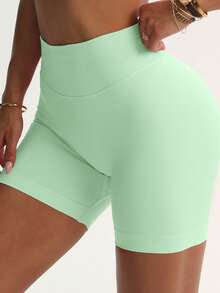 Set de 3 pantalones cortos de yoga de cintura alta para mujer, pantalones cortos sin costuras con efecto levantador de glúteos con forma de corazón, pantalones elásticos transpirables para fitness, running y ciclismo, pantalones deportivos de verano - Multicolor - Ver 8